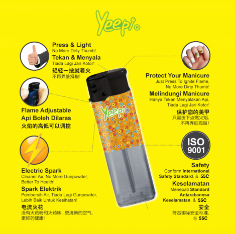 2. Yeepi Slim Electronic Gas Lighter 3301_Specs